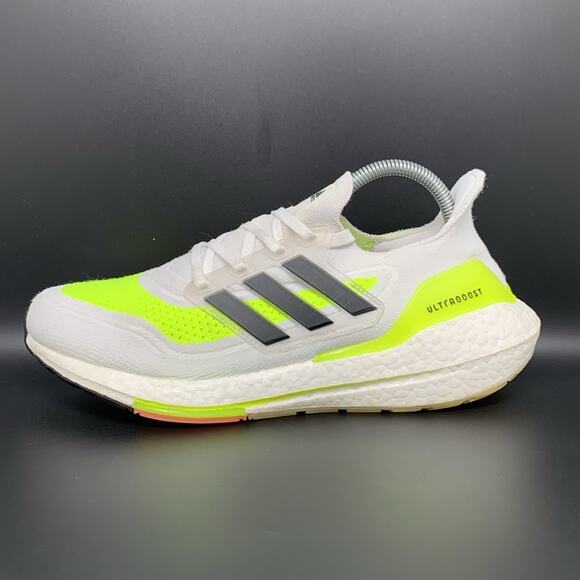Adidas UltraBoost 21 White Solar Green Running Shoes FY0401 Women's Sz‎ 9 - Picture 7 of 10